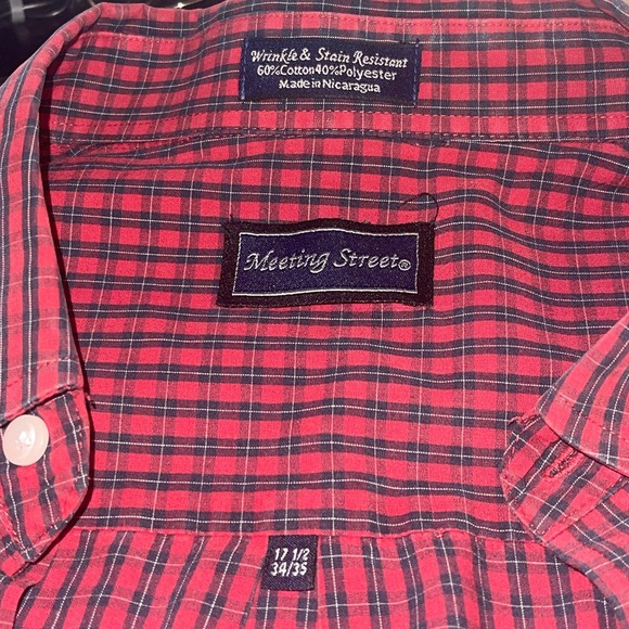 MEETING STREET Mens Size 171/2 34/35 Long Sleeve Wrinkle & Stain Resistant Shirt - Picture 4 of 4